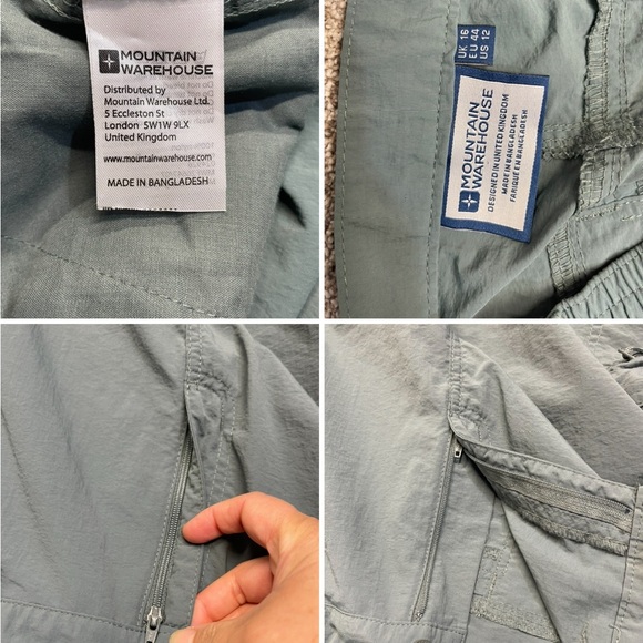 Mountain warehouse womens convertible hiking pants sz 16 blue /green lightweight - Picture 11 of 12